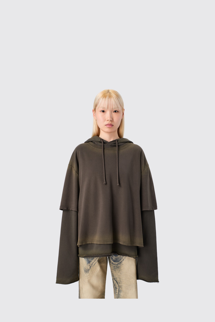 CAMPERLAB JERSEY Sudadera con capucha negra desteñida de algodón orgánico