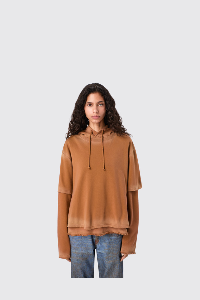 CAMPERLAB JERSEY Sudadera con capucha terracota desteñida de algodón orgánico