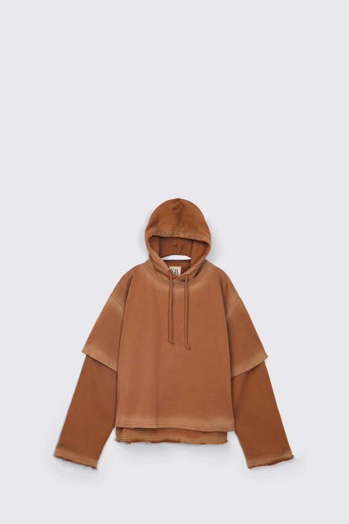Side view of CAMPERLAB JERSEY Faded terracotta Organic Cotton hoodie