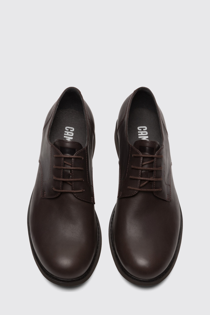 Overhead view of Neuman Dark brown blucher shoe for men