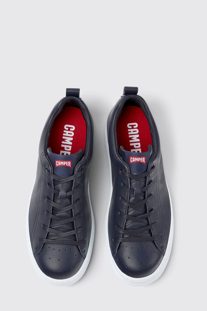 Overhead view of Runner Blue Leather Men's Sneakers.