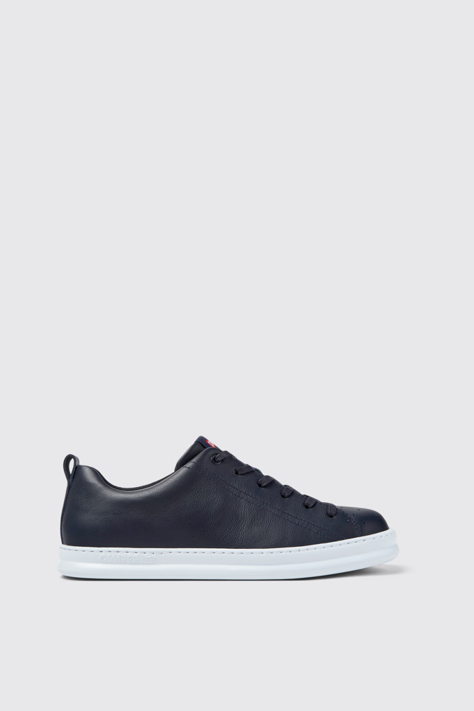 Side view of Runner Blue Leather Men's Sneakers.
