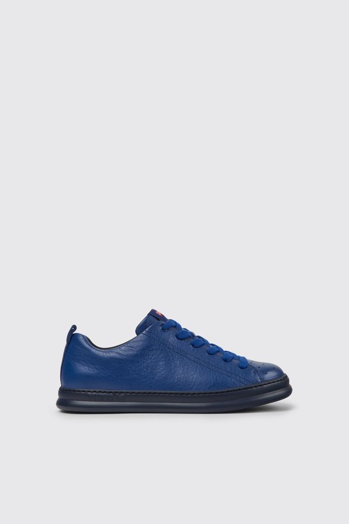 Side view of Runner Blue leather sneakers for men