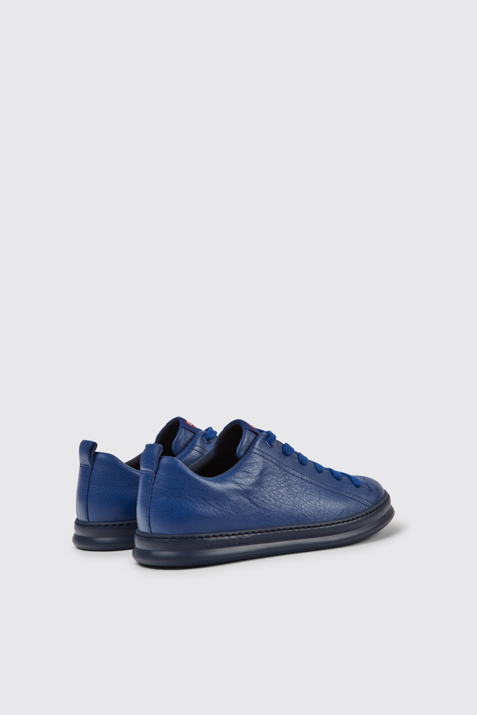 Back view of Runner Blue leather sneakers for men