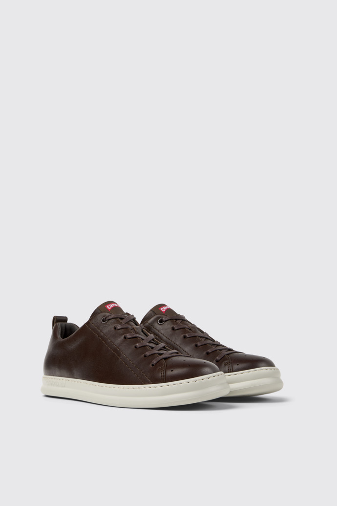 Front view of Runner Brown leather sneakers for men