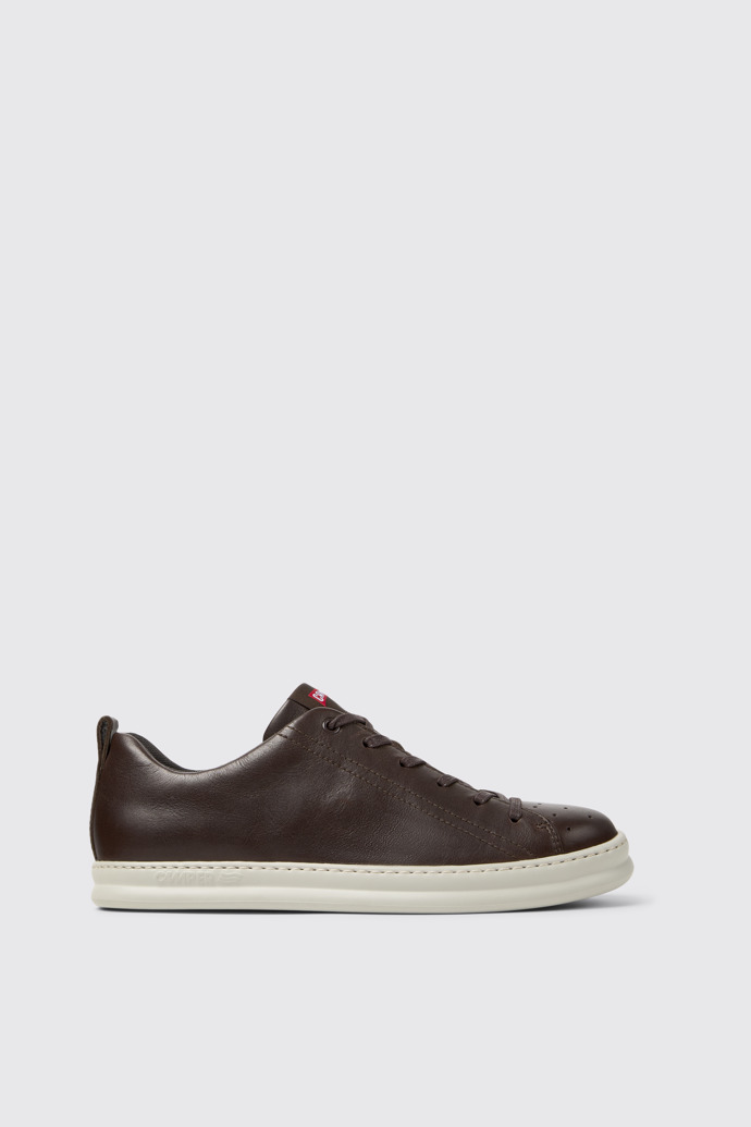 Side view of Runner Brown leather sneakers for men