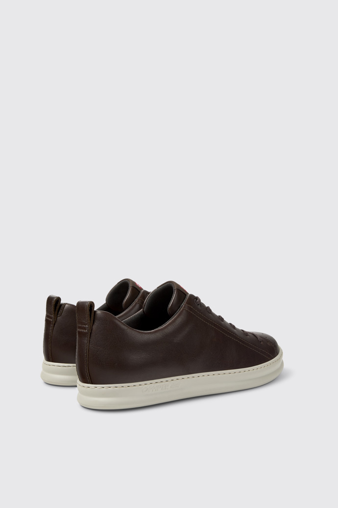 Back view of Runner Brown leather sneakers for men