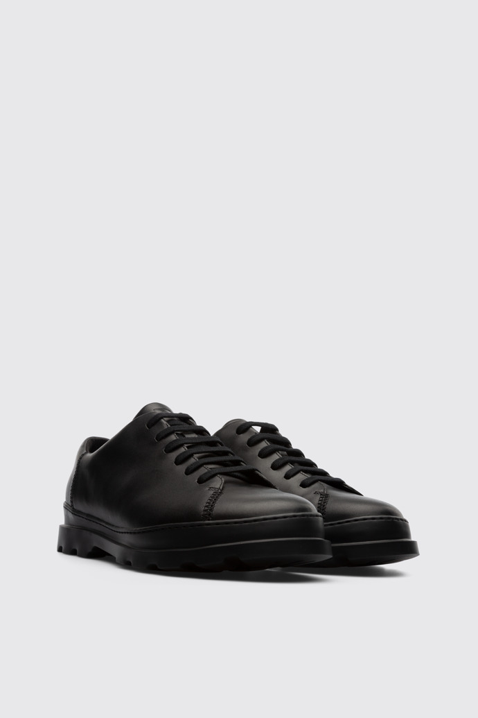 Front view of Brutus Black lace up shoe for men