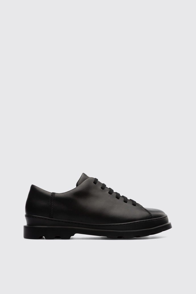 Image of Side view of Brutus Black lace up shoe for men