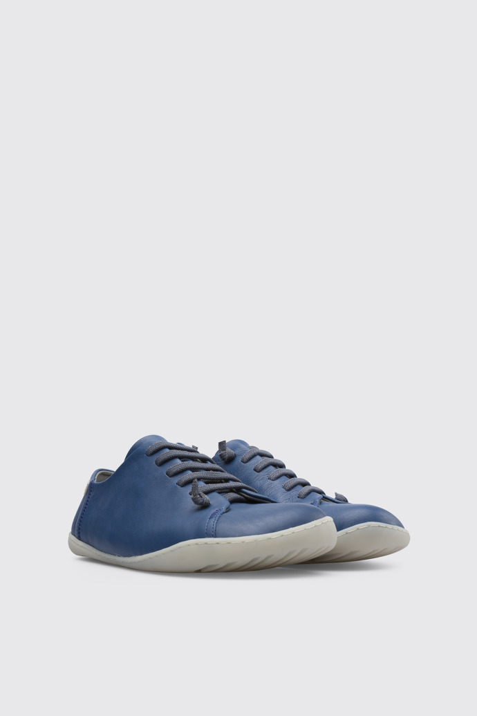 Front view of Peu Light leather upper blue shoe for men
