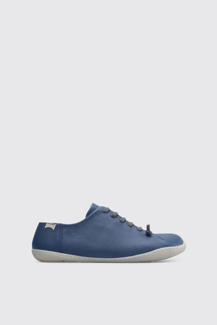 Side view of Peu Light leather upper blue shoe for men