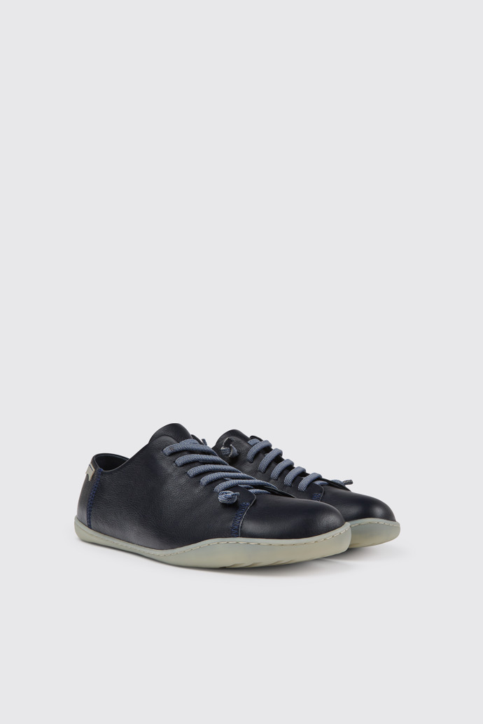 Front view of Peu Blue leather shoes for men