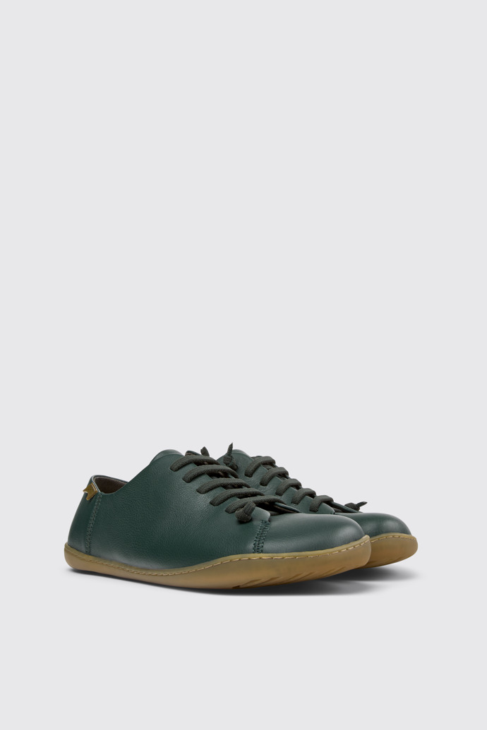 Front view of Peu Green Leather Shoes for Men.