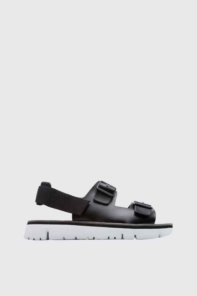 Side view of Oruga Black Sandals for Men