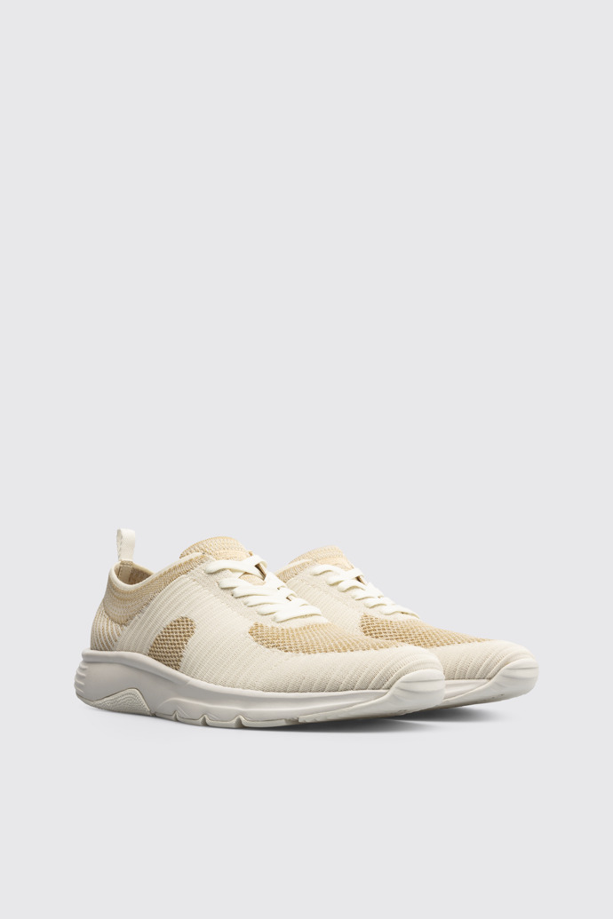 Front view of Drift White and beige sneaker for men