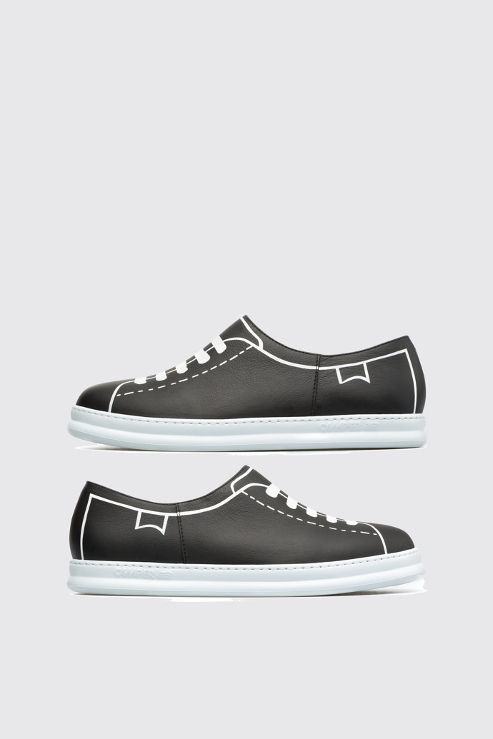 Side view of Twins Black Sneakers for Men