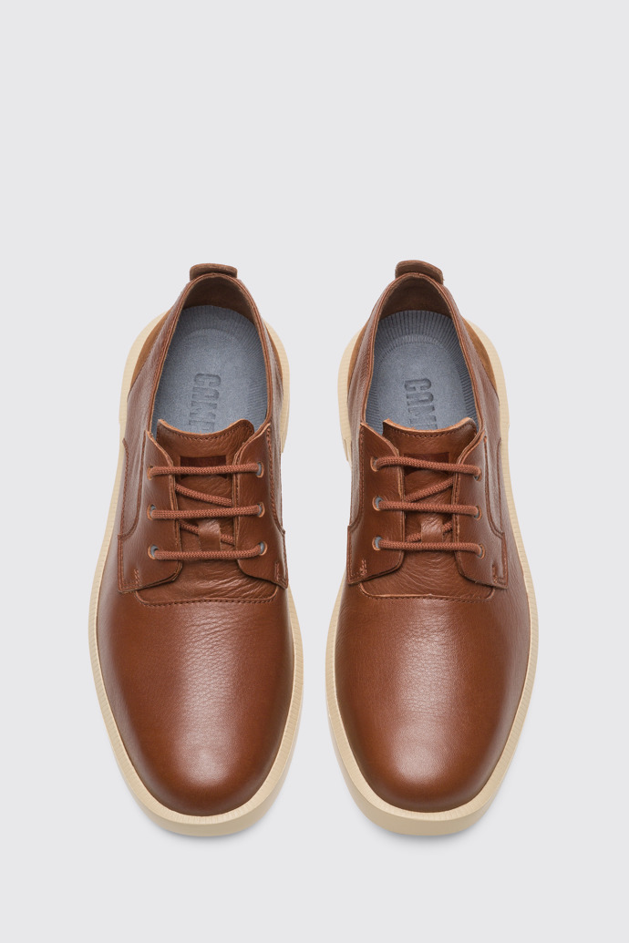Overhead view of Bill Men’s brown shoes with laces