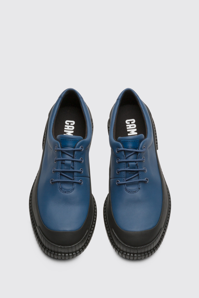 Overhead view of Pix Smart blue lace up shoe for men