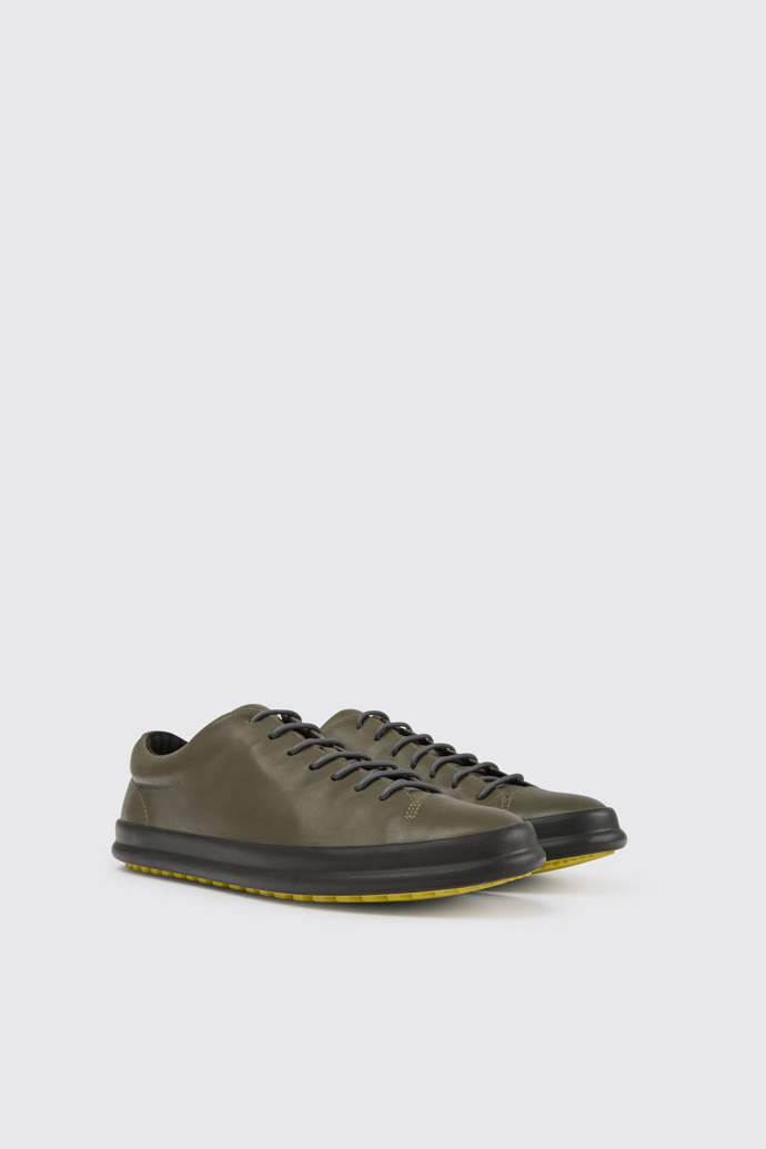 Front view of Chasis Grey leather shoes for men