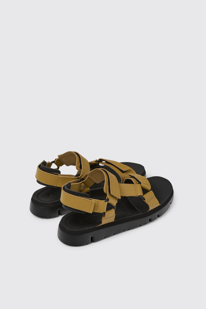 Back view of Oruga Brown leather sandals for men