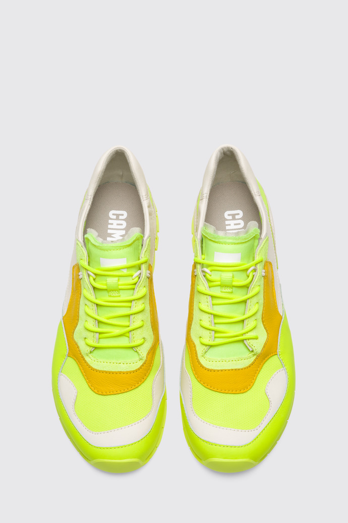 Overhead view of Nothing Men’s neon yellow, yellow and cream sneaker