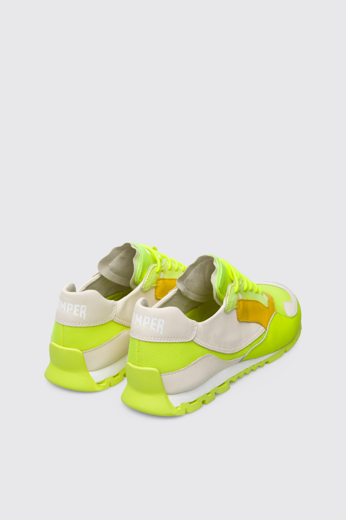 Back view of Nothing Men’s neon yellow, yellow and cream sneaker
