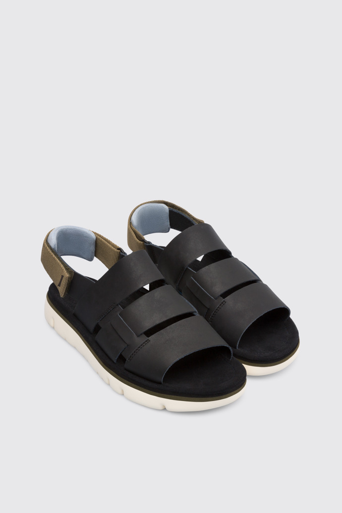 Front view of Oruga Black Sandals for Men