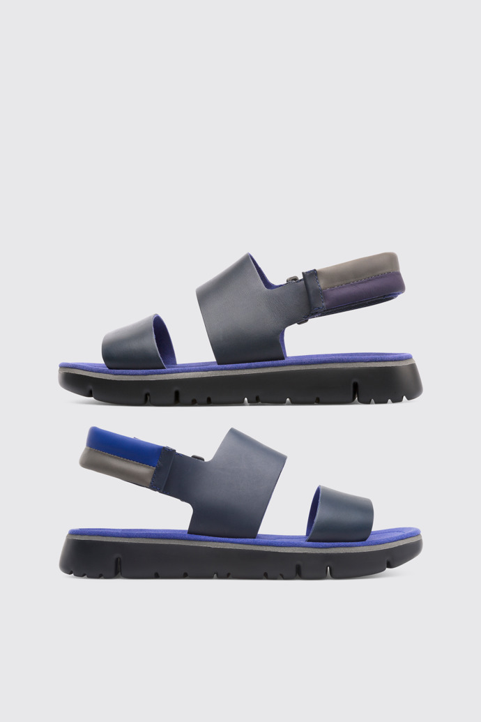 Side view of Twins Blue Sandals for Men