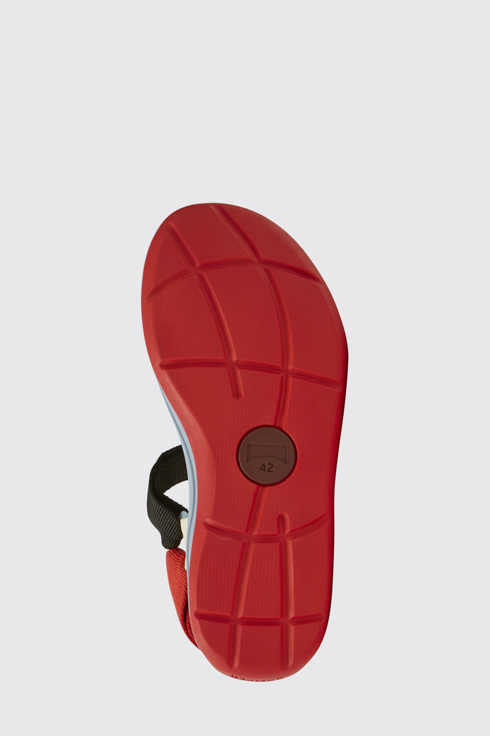The sole of Match Red, white, and black recycled PET sandals for men