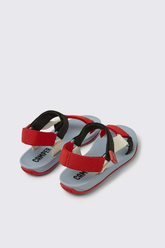 Back view of Match Red, white, and black recycled PET sandals for men