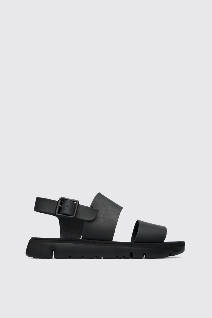 Side view of Oruga Black sandal for men