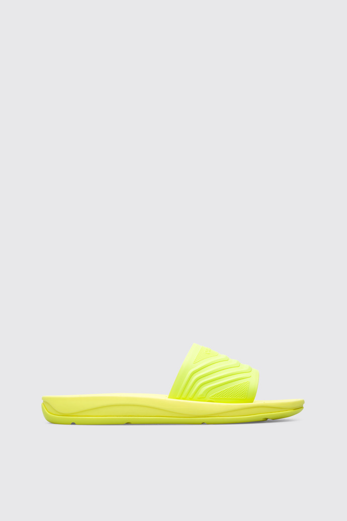 Side view of Match Men’s neon yellow slide