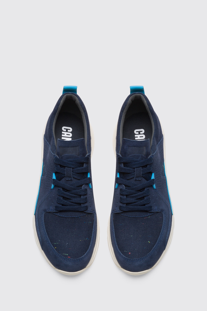 Overhead view of Drift Men’s neon blue and navy sneaker