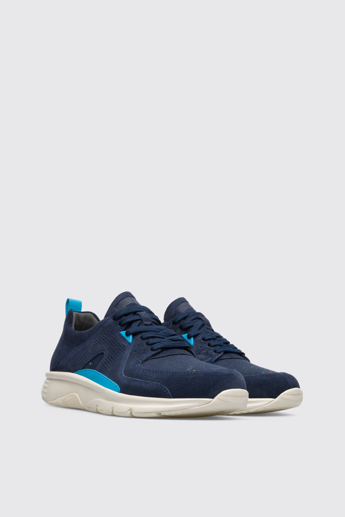 Front view of Drift Men’s neon blue and navy sneaker