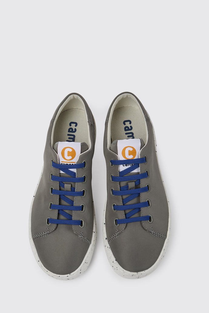 Overhead view of Peu Touring Grey recycled PET sneakers for men