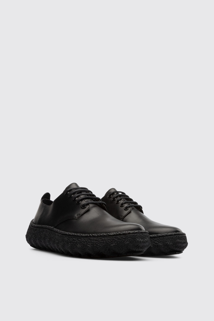 Front view of Ground Men's black shoe