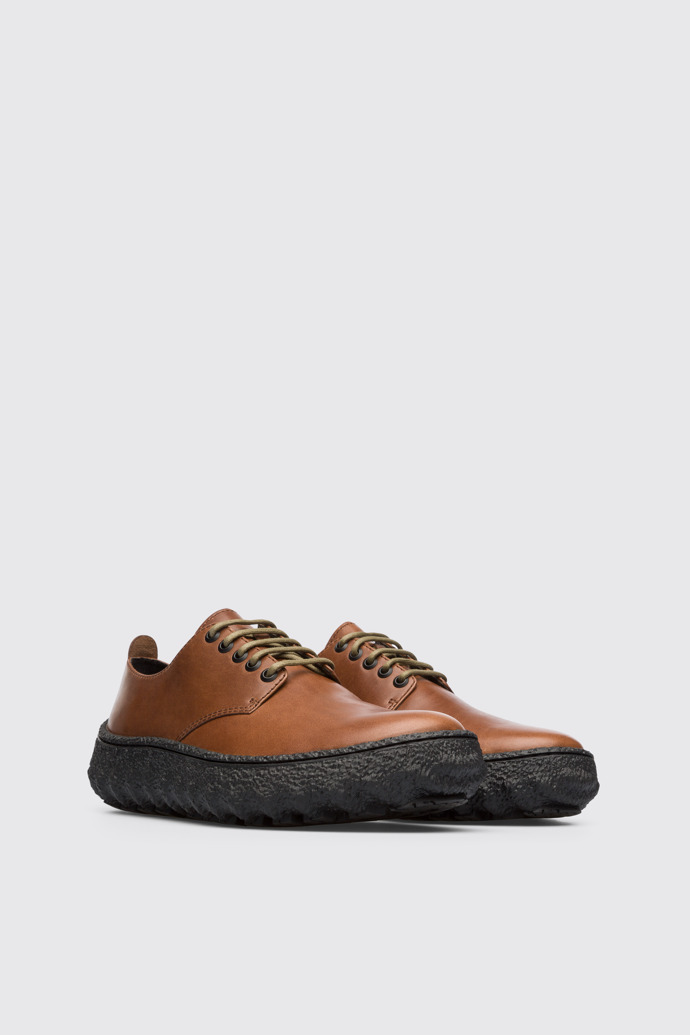Front view of Ground Men's brown shoe