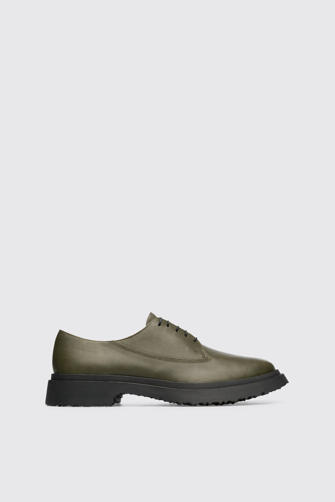 Side view of Walden Dark green lace up shoe for men