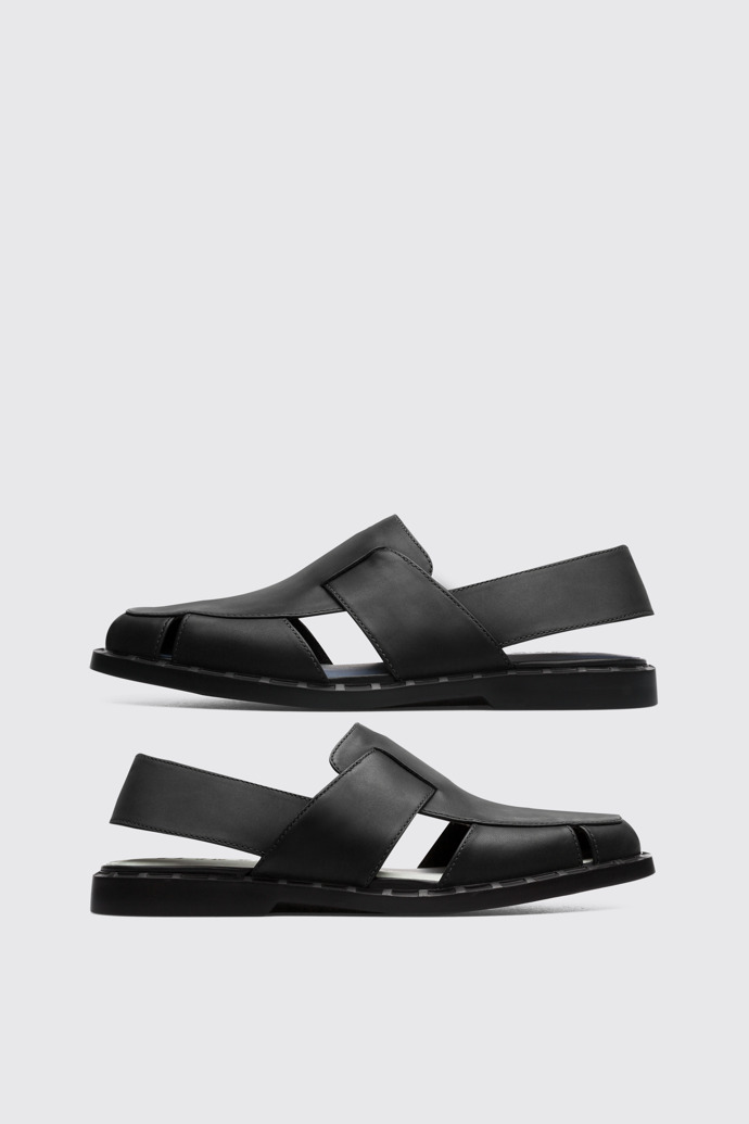 Side view of Twins Men's TWINS semi open black shoes