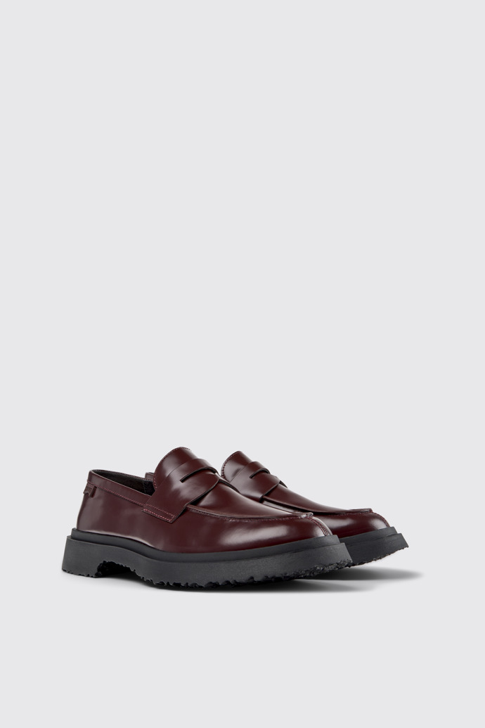 Front view of Walden Burgundy Leather Moccasins for Men.
