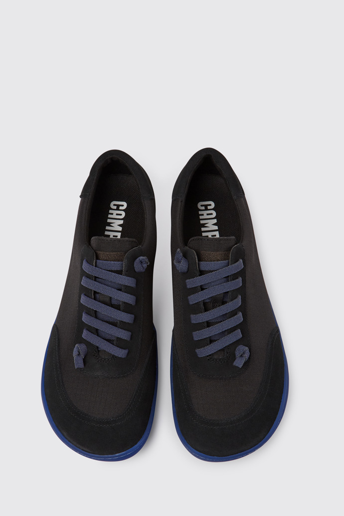 Overhead view of Peu Black recycled PET and nubuck shoes for men