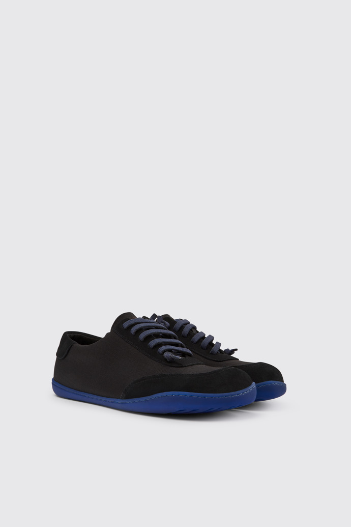 Front view of Peu Black recycled PET and nubuck shoes for men