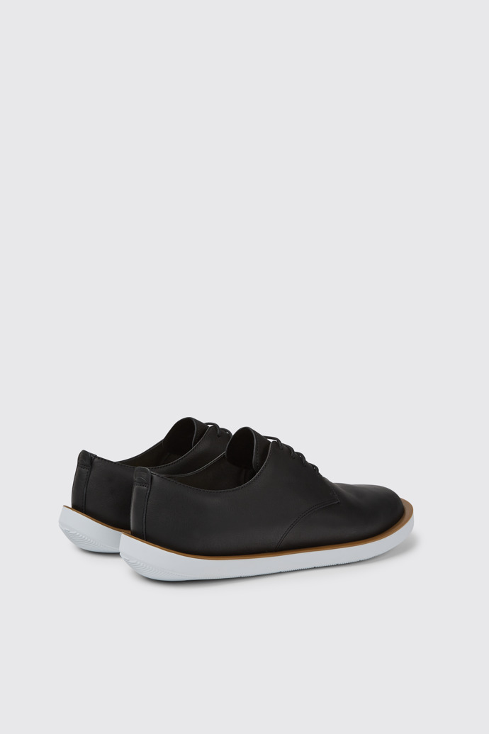 Back view of Wagon Black leather men's shoes