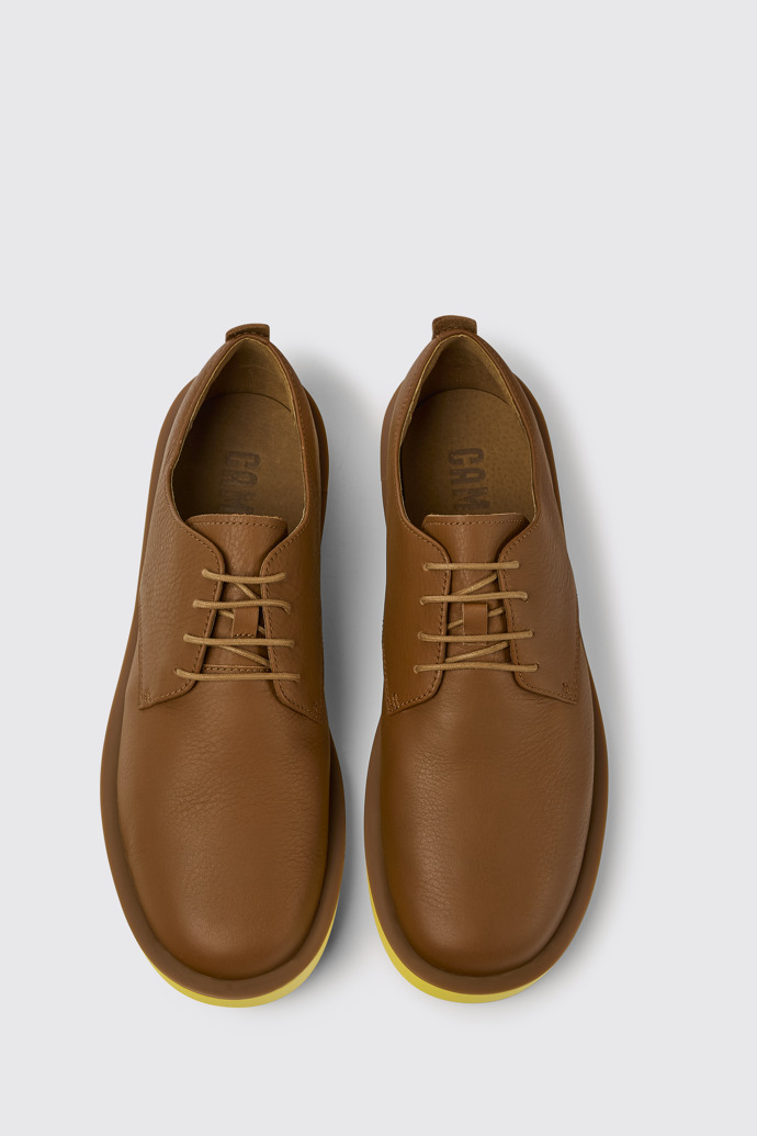 Wagon Brązowe skórzane sneakersy męskie