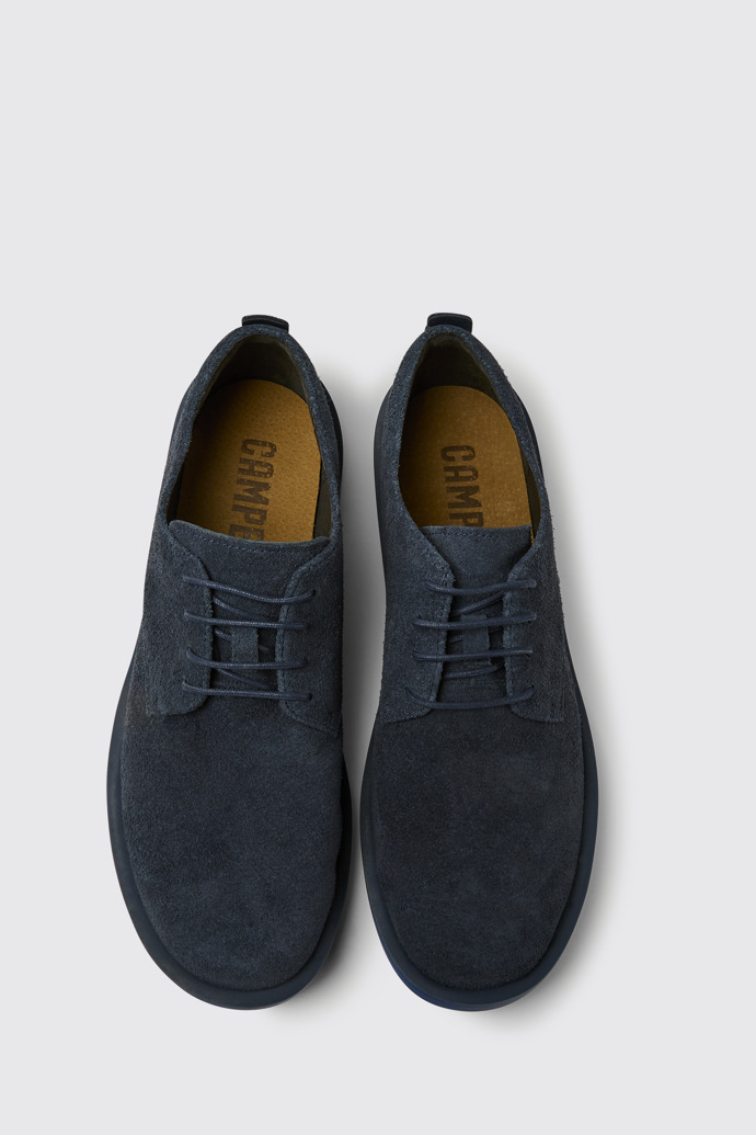 Overhead view of Wagon Blue nubuck shoes for men