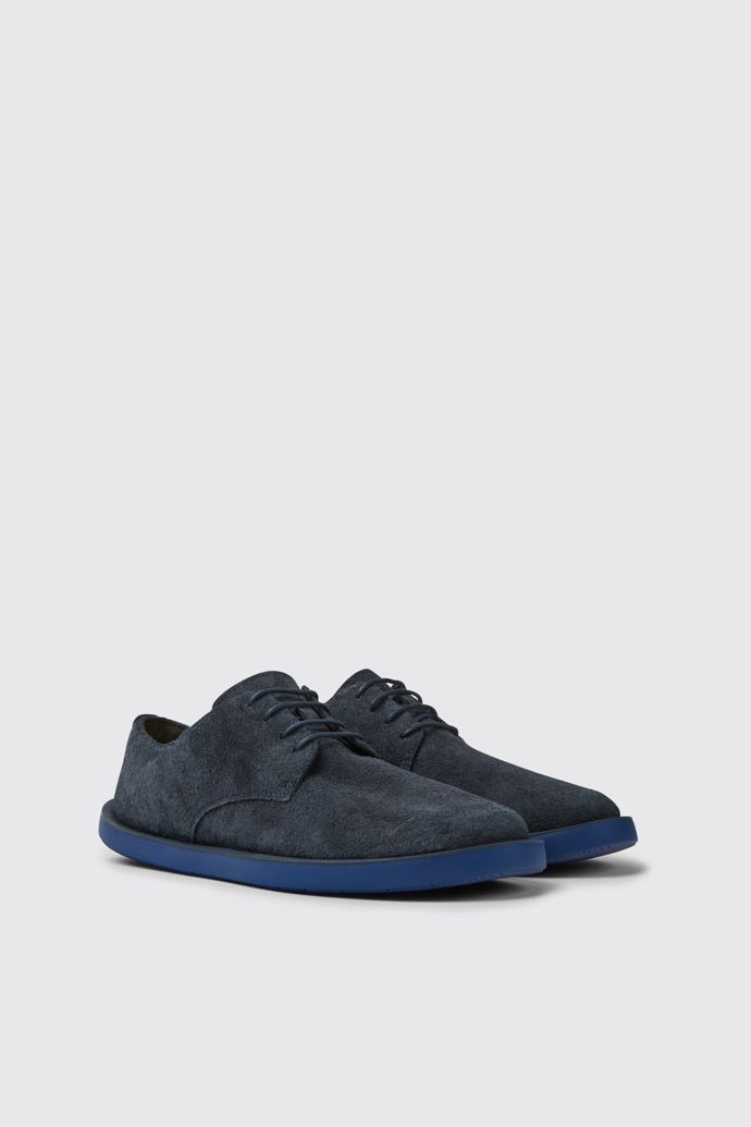 Front view of Wagon Blue nubuck shoes for men