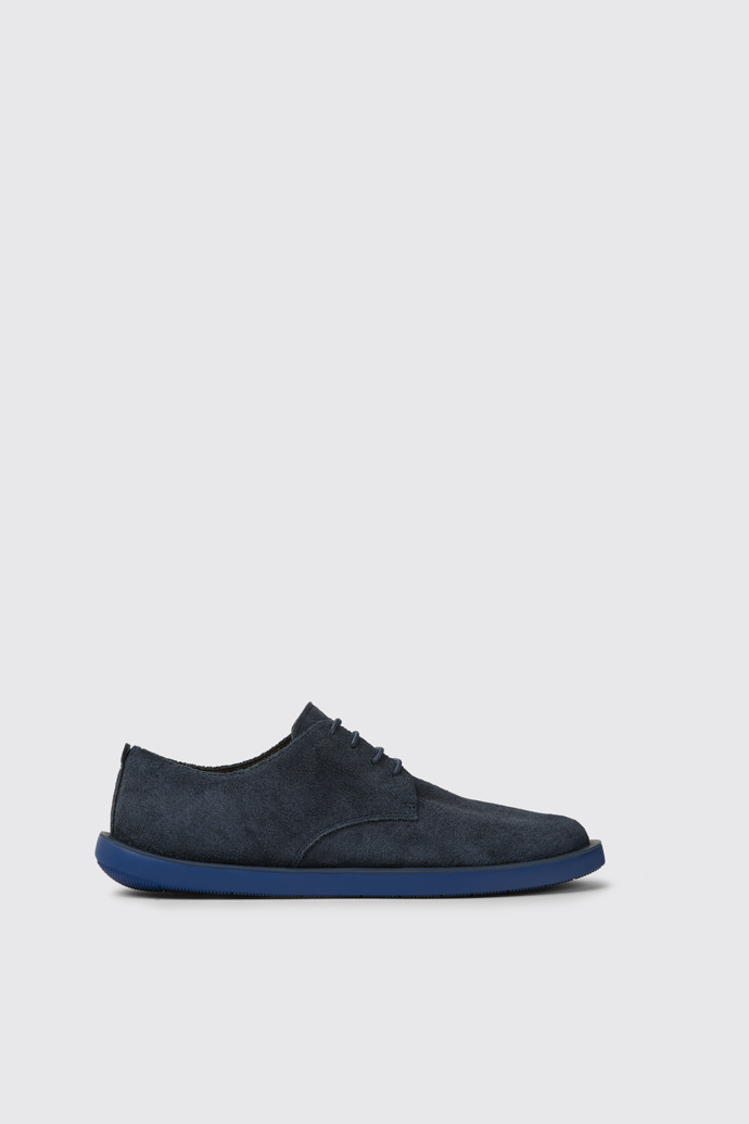 Side view of Wagon Blue nubuck shoes for men