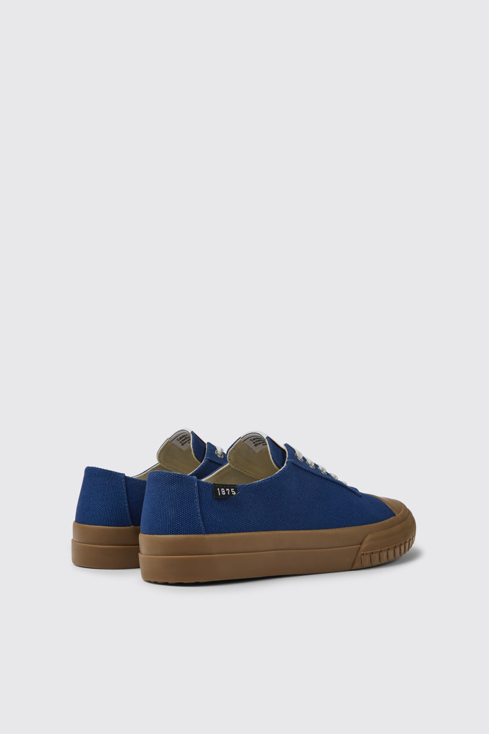 Back view of Camaleon Blue recycled cotton sneakers for men
