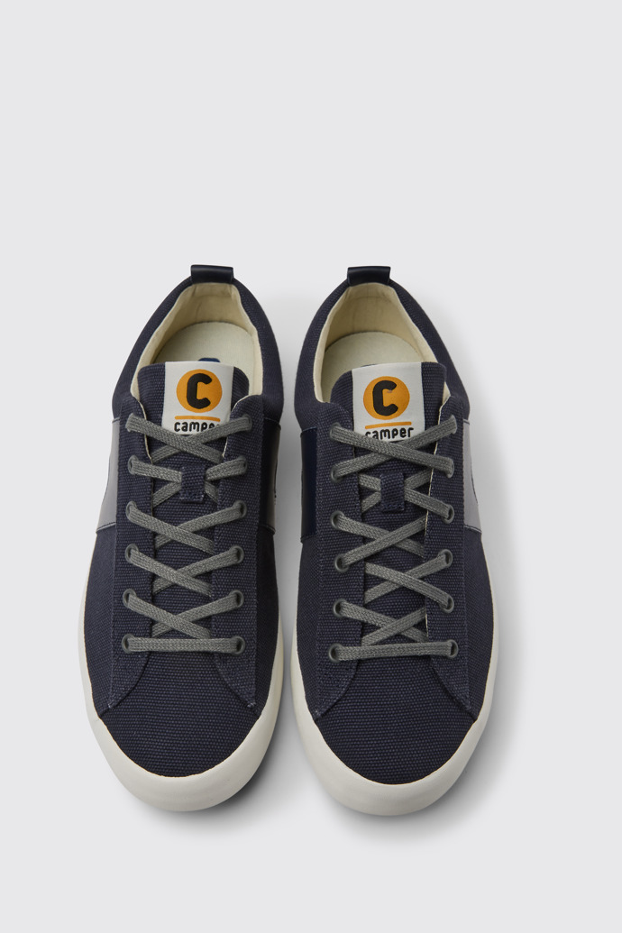 Imar Baskets en cuir et coton recyclé bleus pour homme