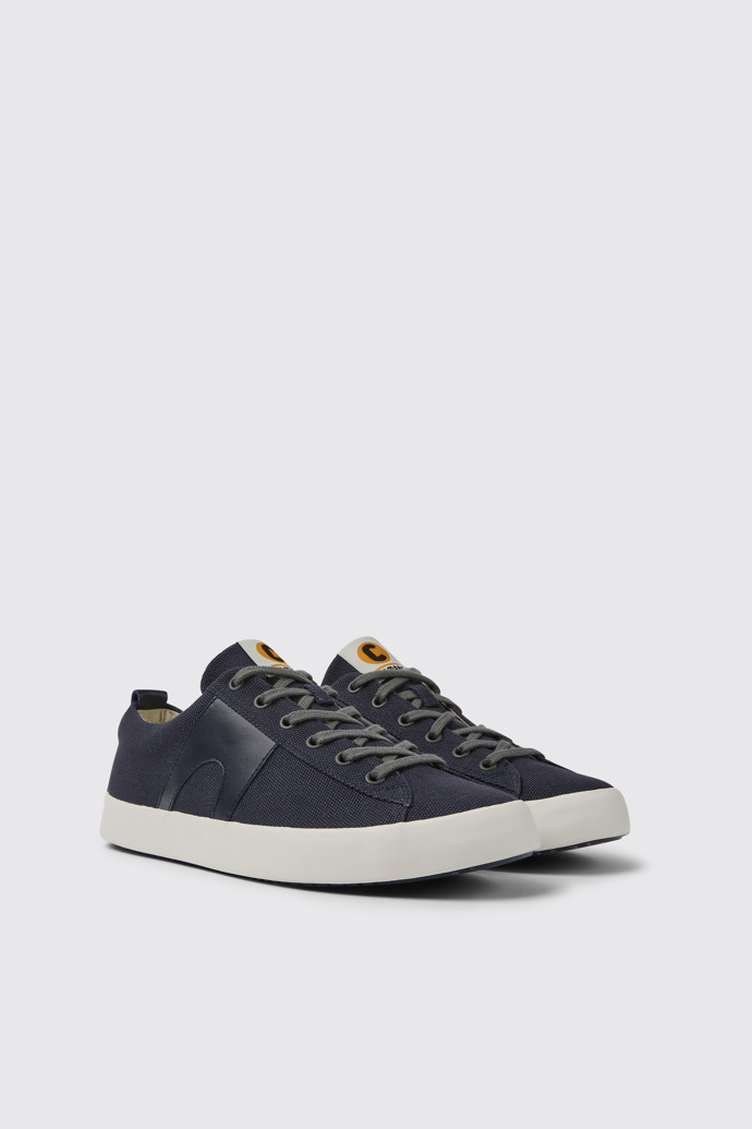 Imar Baskets en cuir et coton recyclé bleus pour homme
